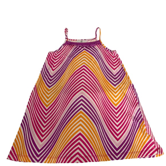 Hanna Andersson Other - Hanna Andersson Girls Size 100 4T Pink Orange Chevron‎ Cotton Ruffle Sundress